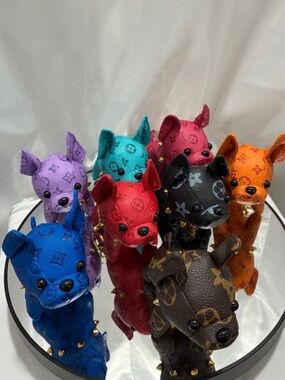 Monogram Puppy Bag Charms - Multicolor NWT